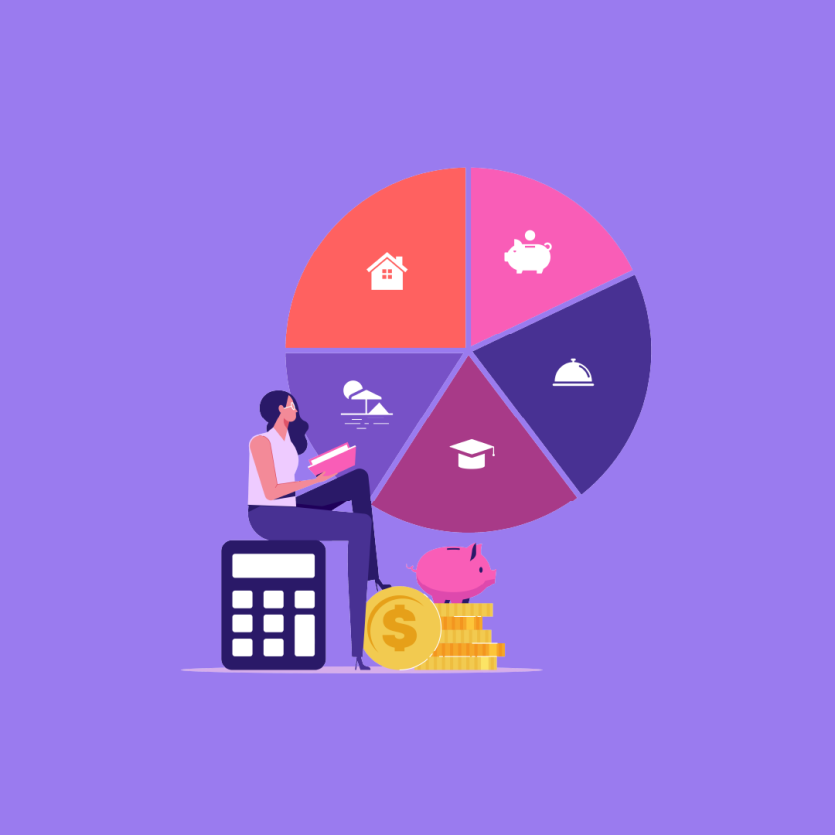 Iconography of pie chart. Each segment relating to consumer confidence